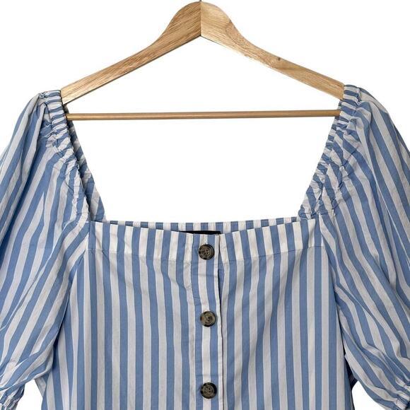 J Crew Harborfront Carol Stripe Button Down Cotton Puff Sleeve MIDI Dress (XL) - Picture 5 of 16